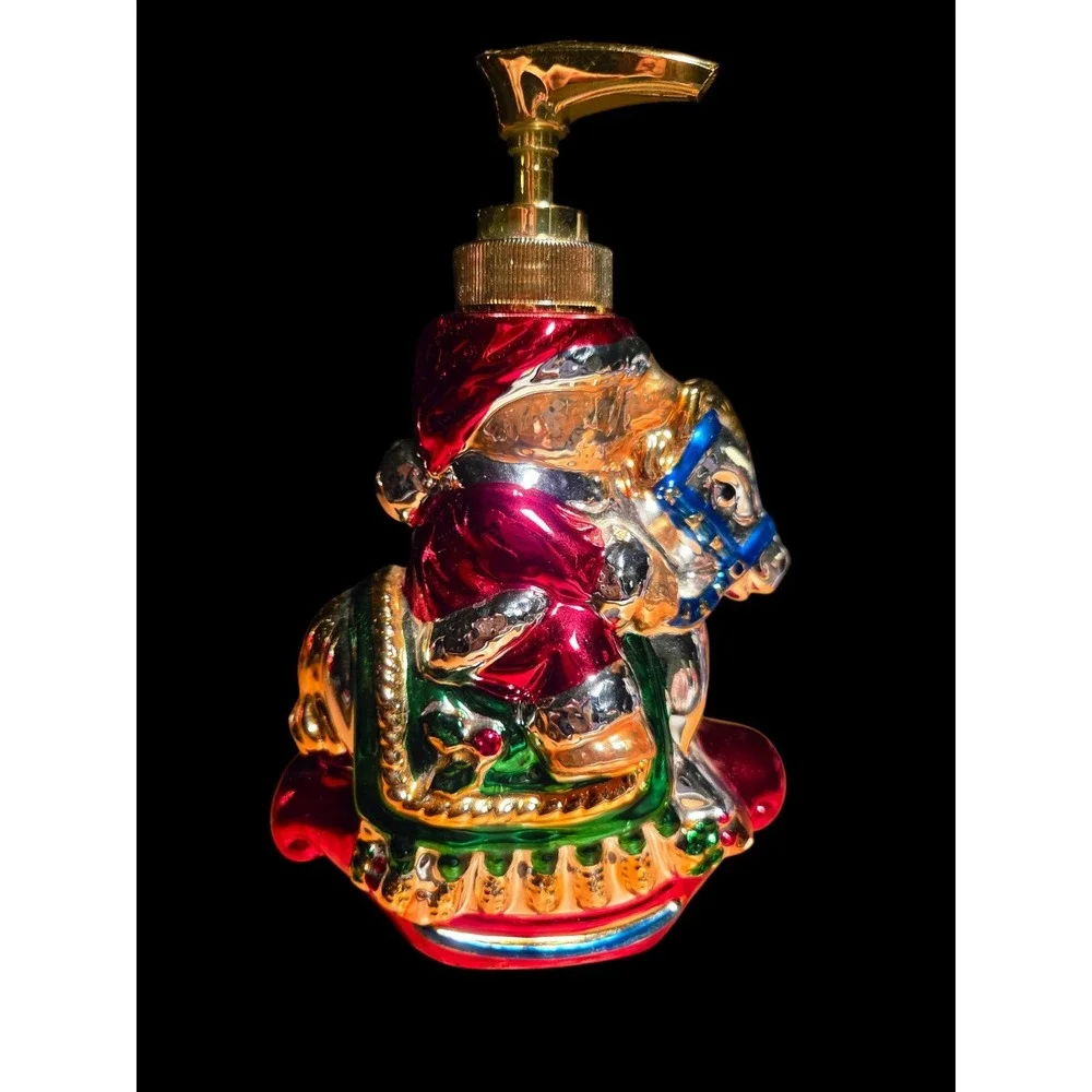 Vintage ALLURE 1997‎ Colorful Christmas Bear Rocking Horse Soap Dispenser 6.5